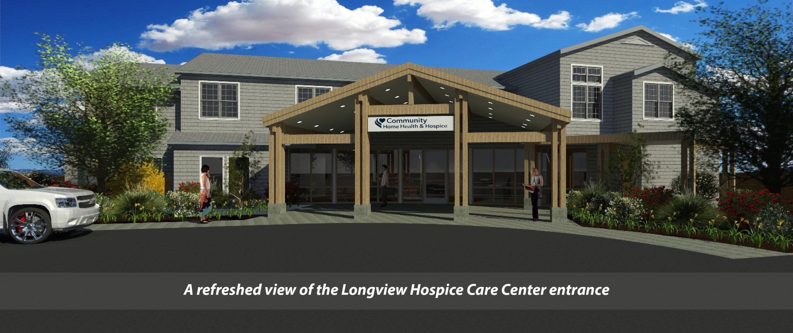 3-D rendering: A refreshed view of the Longview Hospice Care Center entrance
