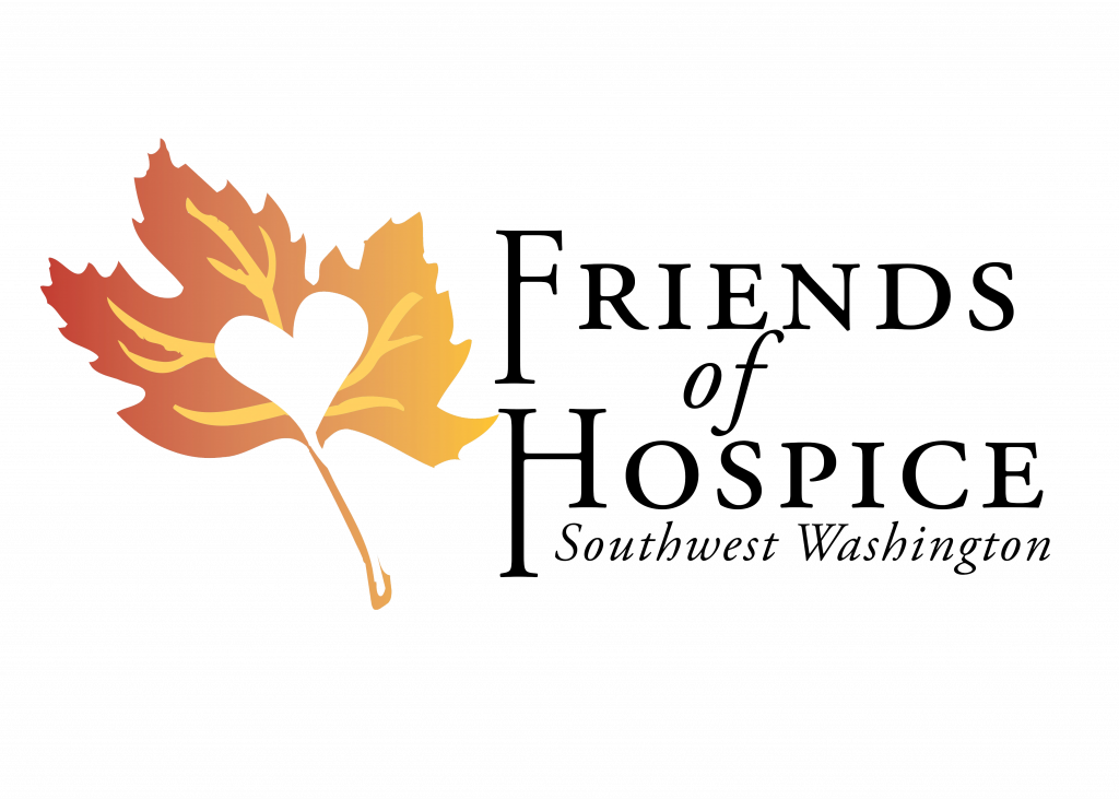 Friends of Hospice logo: maple leaf with a heart cut out