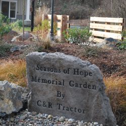 Photo of the Seasons of Hope Memorial Garden stone signage 